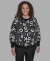 Karl Lagerfeld Plus Size Scatter Letters Sweater In Black