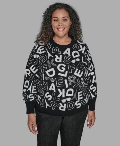 Karl Lagerfeld Plus Size Scatter Letters Sweater In Black