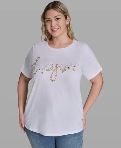 Karl Lagerfeld Plus Size Script Bonjour T-shirt In White