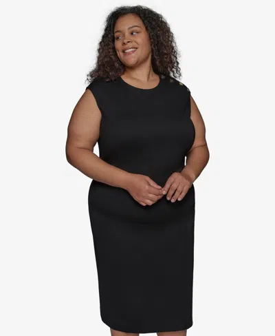 Karl Lagerfeld Plus Size Sleeveless Sheath Dress In Black