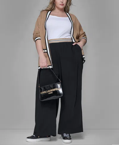 Karl Lagerfeld Plus Size Wide Leg Pants In Black