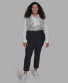 Karl Lagerfeld Plus Size Zip-pocket Slim Pants In Black