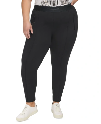 Karl Lagerfeld Plus Size Zipper-hem Leggings In Black