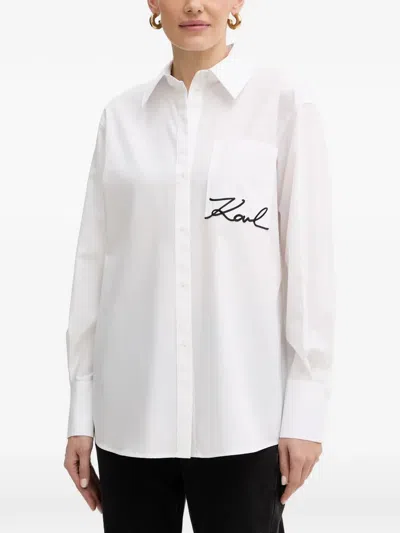 Karl Lagerfeld Pocket-embroidery Shirt In White