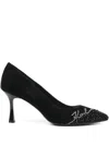 Karl Lagerfeld Pointed-toe Embellished Pumps In Black