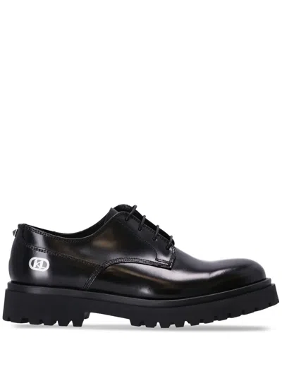 Karl Lagerfeld Polished Leather Derby Shoes In Black