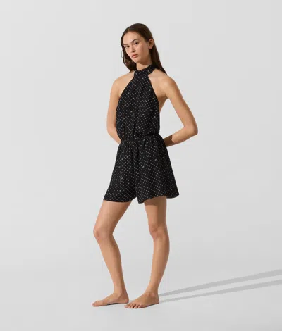 Karl Lagerfeld Polka Dot Beach Playsuit In Black