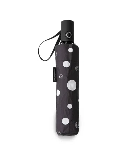 Karl Lagerfeld Polka-dot Automatic Umbrella In Black