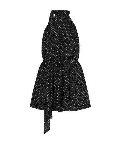 Karl Lagerfeld Polka-dot Halter-neck Playsuit In Black