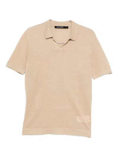 Karl Lagerfeld Polo-collar T-shirt In Neutral