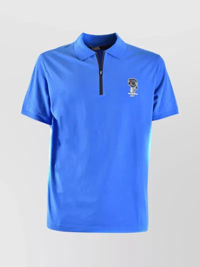 Karl Lagerfeld Polo Collared Shirt Short Sleeves In Blue