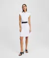 Karl Lagerfeld Sm White Polo Dress With Shoulder Pads In White