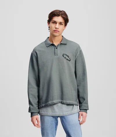 Karl Lagerfeld Polo Sweatshirt In Green