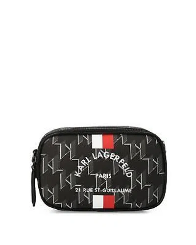 Pre-owned Karl Lagerfeld Polyurethane Adjustable Strap Across-body Bag With Multiple In Black