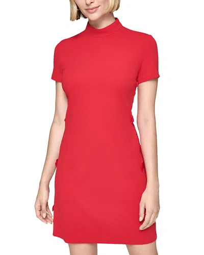 Karl Lagerfeld Ponte Bow Trim Dress In Admrial Red