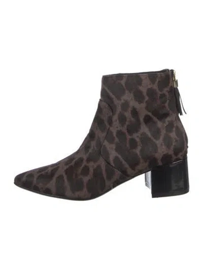 Pre-owned Karl Lagerfeld Ponyhair Animal Print Boots In Brown