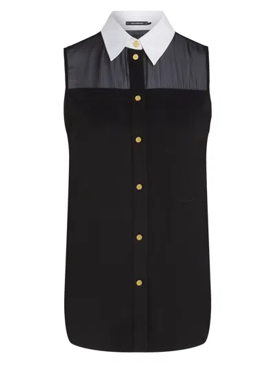 Karl Lagerfeld Poplin Collar Blouse In Black