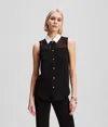 Karl Lagerfeld Poplin Collar Sleeveless Blouse