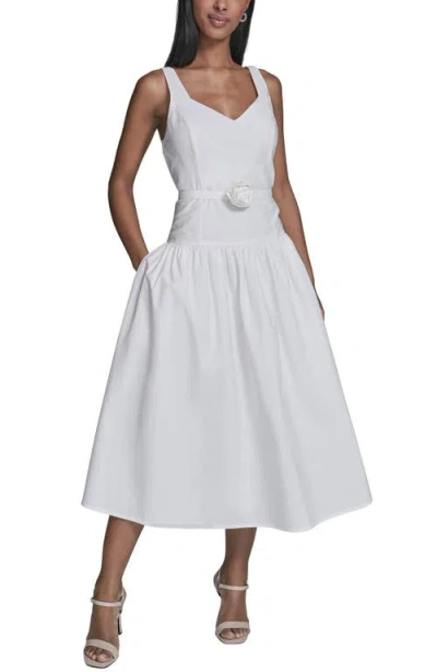 Karl Lagerfeld Poplin Midi Sundress In White
