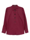 Karl Lagerfeld Poplin Press-stud Shirt In Burgundy