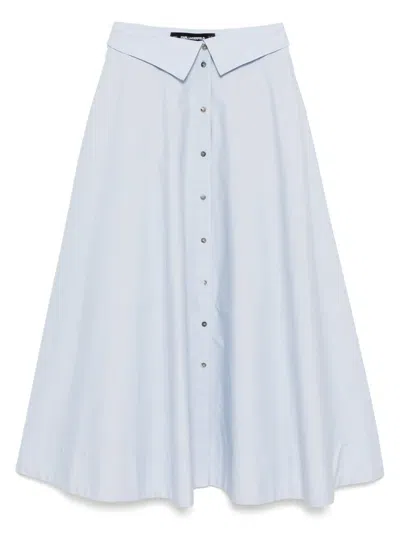Karl Lagerfeld Poplin Skirt In Blue