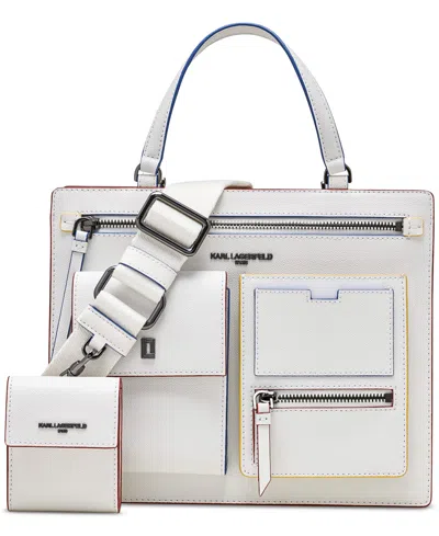 Karl Lagerfeld Porte Small Leather Crossbody In White