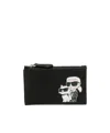 Karl Lagerfeld Ikonik Leather Passport Holder In Black