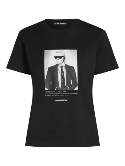 Karl Lagerfeld Portrait-print T-shirt In Black
