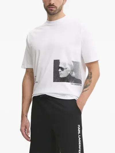 Karl Lagerfeld Portrait-print T-shirt In White