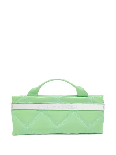 Pre-owned Karl Lagerfeld  Quilted-leather Tote Bag In Green