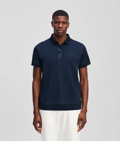 Karl Lagerfeld Press Button Polo Shirt In Blue