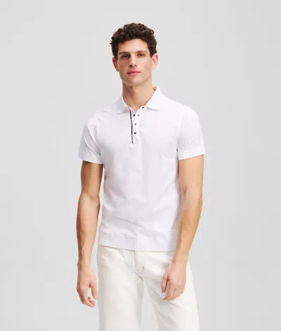 Karl Lagerfeld Press-stud Polo Shirt In White
