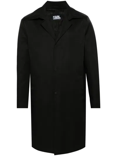 Karl Lagerfeld Press-stud Single-breasted Coat In Black