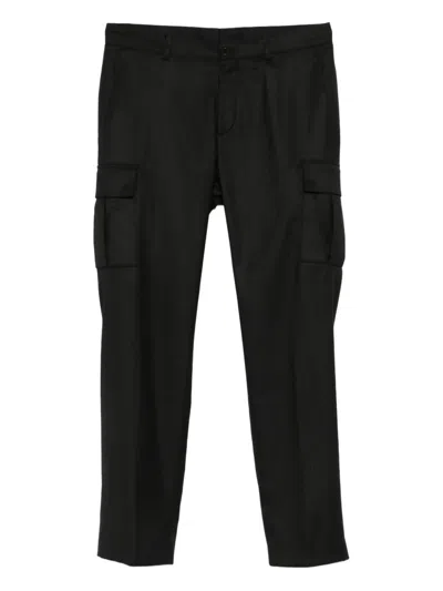 Karl Lagerfeld Pressed-crease Cargo Trousers In Black