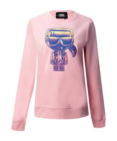 Karl Lagerfeld Print Sweater In Pink