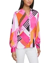 KARL LAGERFELD PRINTED BUTTON FRONT BLOUSE