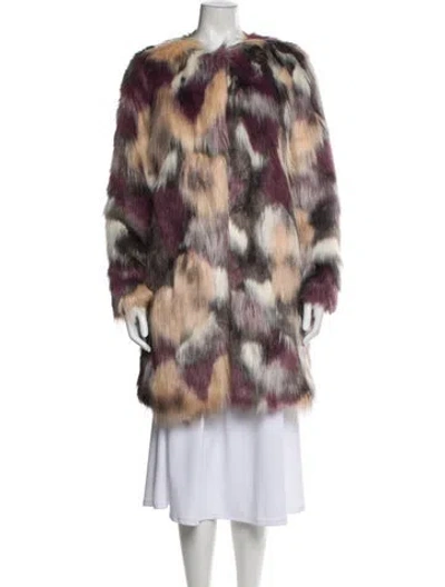 Pre-owned Karl Lagerfeld Printed Faux Fur Coat In Multi