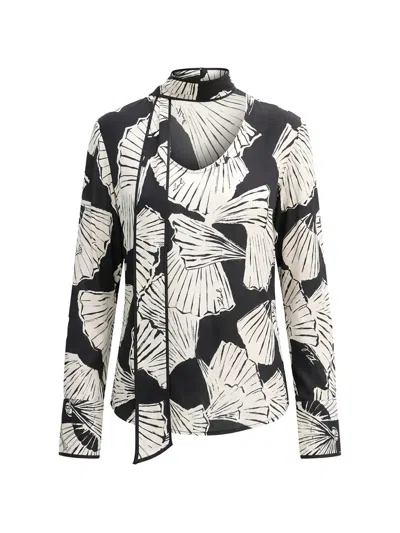 Karl Lagerfeld Printed Fluid Blouse In Black