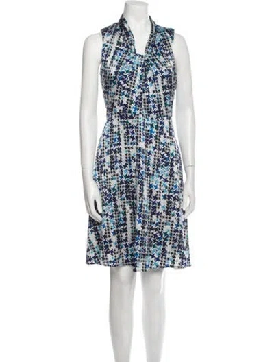Pre-owned Karl Lagerfeld Printed Knee-length Dress In Blue