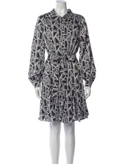 Pre-owned Karl Lagerfeld Printed Knee-length Dress In White