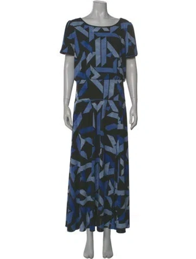 Pre-owned Karl Lagerfeld Printed Long Dress In Blue