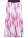 Karl Lagerfeld Printed Pleated Midi Skirt In Pink