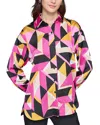 Karl Lagerfeld Petite Printed Long-sleeve Button-front Shirt In French Fuschia Multi