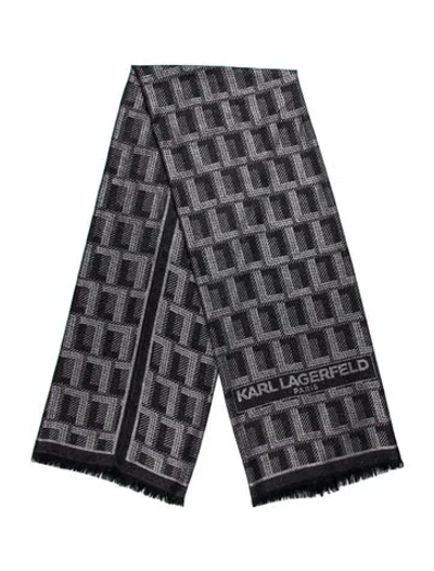 Pre-owned Karl Lagerfeld Printed Scarf W/ Tags In Black