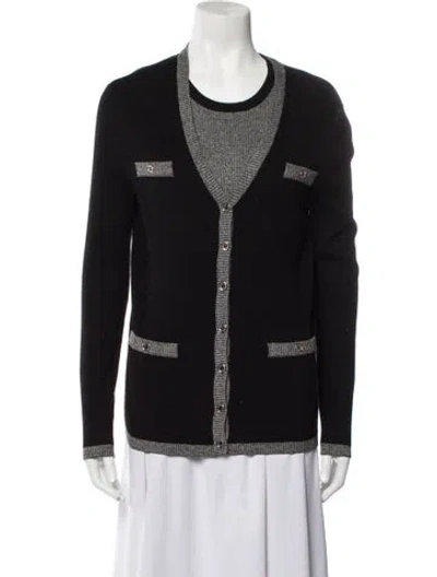 Pre-owned Karl Lagerfeld Printed Scoop Neck Sweater In Gray