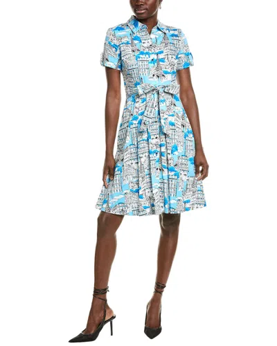 Karl Lagerfeld Printed Shirtdress In Blue