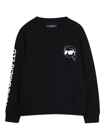Karl Lagerfeld Kids' Printed Sweatshirt In Black