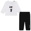 Karl Lagerfeld Logo Print Cotton T-shirt And Leggings Set In White