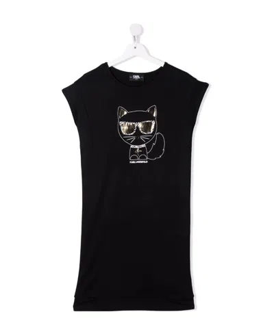 Karl Lagerfeld Printed T-shirt Dress In Black