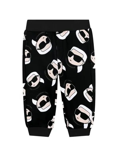 Karl Lagerfeld Kids' Printed Track Pants In Black